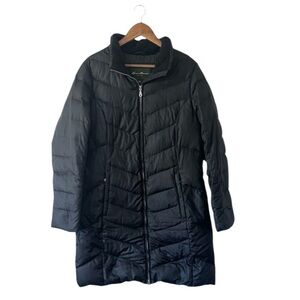 Eddie Bauer Black Goose Down Puffer Long Jacket Coat Winter EB550 Fill Large